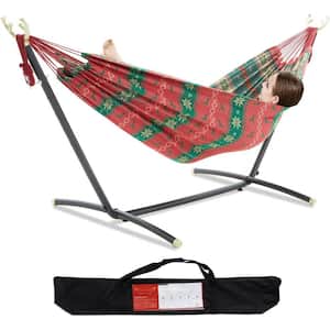9 ft. Quilted Reversible Hammock, Capacity 2 People Standing Hammocks and Portable Carrying Bag ( Snowflake )