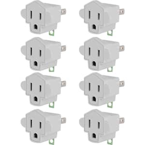 15 Amp Grounded 3-to-2 Prong Adapter with Fireproof, White (8-Pack)