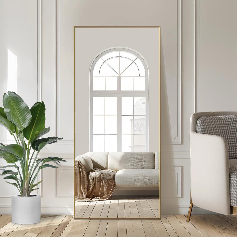 35 in. W x 79 in. H Rectangular Metal Framed Full Length Wall Mirror Free S
