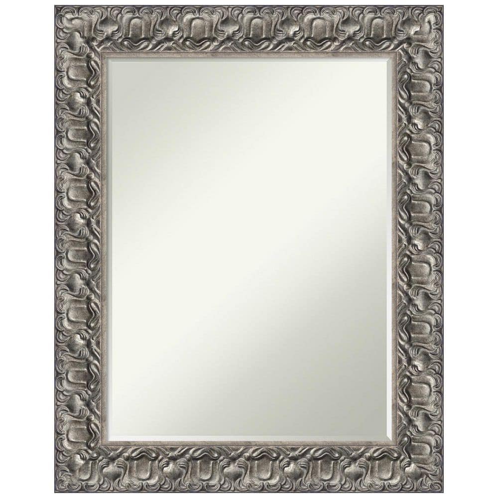 Amanti Art Silver Luxor 23.5 in. x 29.5 in. Petite Bevel Classic Rectangle  Wood Framed Bathroom Wall Mirror in Silver A38867236167 The Home Depot
