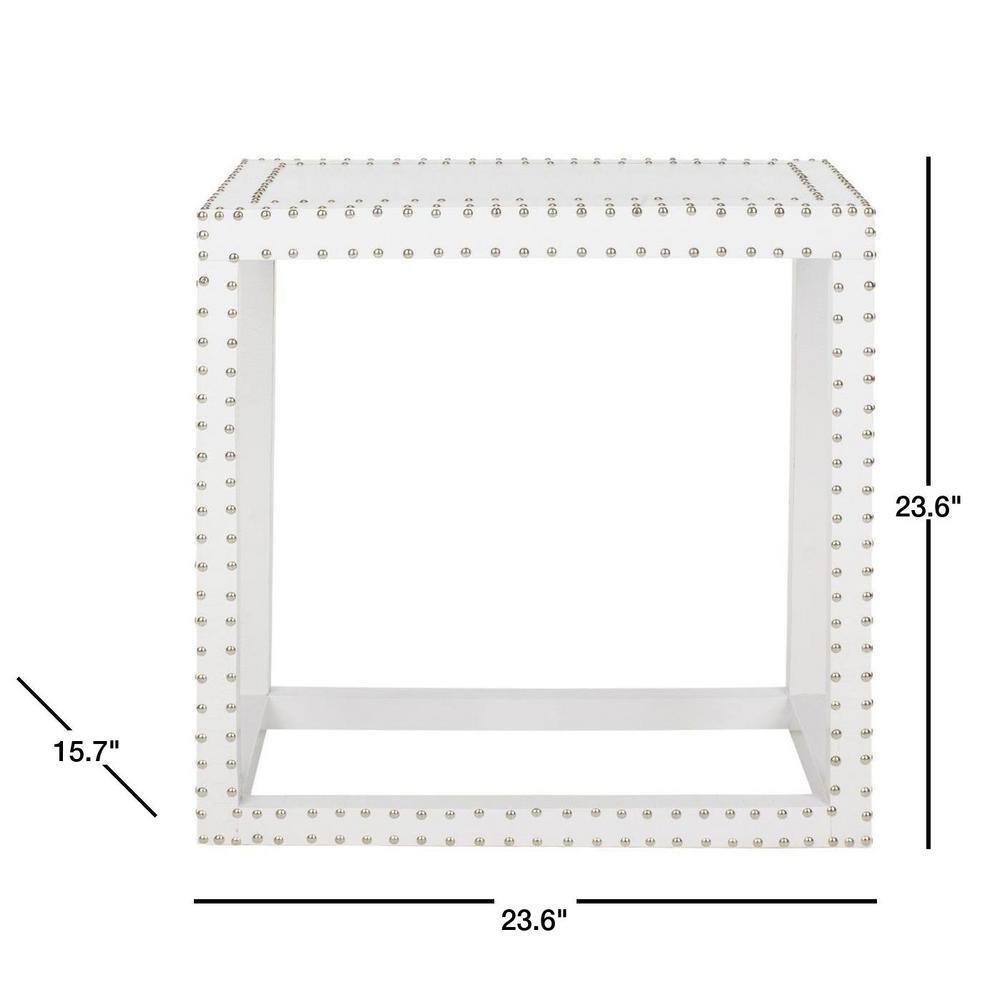 Lena White Wood and Metal Rectangular End Table