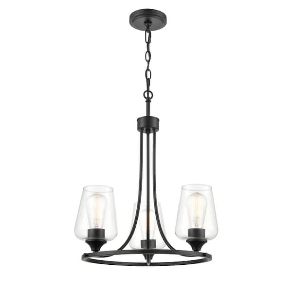 Millennium Lighting 3-Lights 18 in. Matte Black Chandelier
