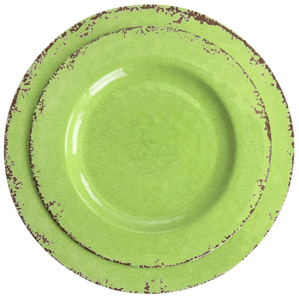 Gibson Mauna Green Melamine 12-Piece Dinnerware Set