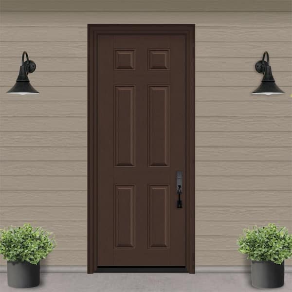 Regency 36 in. x 96 in. Left-Handed 6 Panel Chestnut Stain Mahogany Fiberglass Front Door Slab