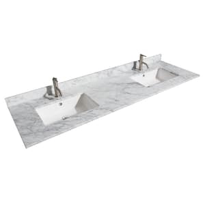 72 in. W x 22 in. D Marble Double Basin Vanity Top in White Carrara with White Basins