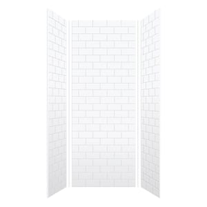 SaraMar 36 in. x 36 in. x 96 in. 3-Piece Easy Up Adhesive Alcove Shower Wall Surround in White
