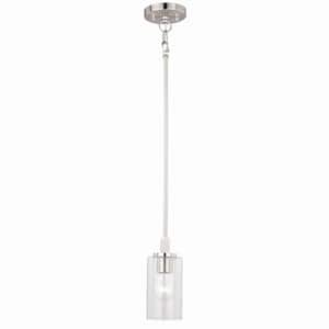 Addison 1-Light Satin Nickel Urban Loft Mini Pendant Ceiling Light Clear Glass