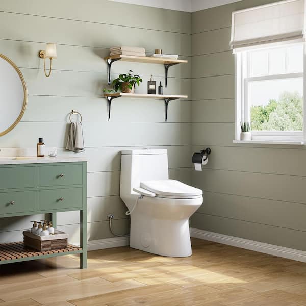 HOROW ADA Chair Height Elongated Bidet Toilet Combo with Dual Flush, Electric Bidet Seat, & Warm Air Dryer