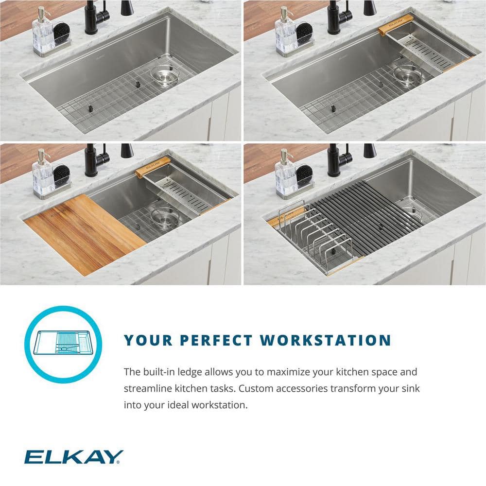 Crosstown 31.5" Stainless Steel Undermount Workstation Kitchen Sink