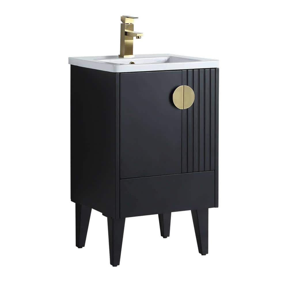 Venezian 20 in. W x 18.11 in. D x 33 in. H Bathroom Vanity Side Cabinet in Black Matte with White Ceramic Top price history on PriceWatchPro