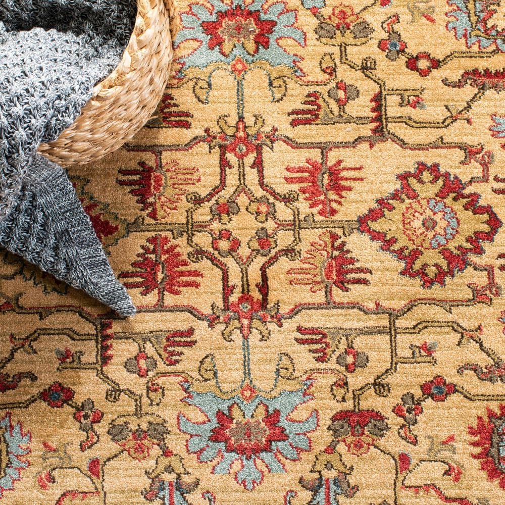 Rectangular Red Synthetic Stain-Resistant Area Rug
