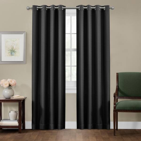 Zenna Home Black Geometric Thermal Blackout Curtain - 50 in. W x 84 in. L