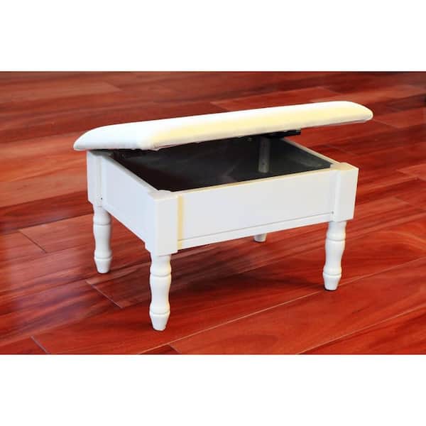 Homecraft Furniture White Accent Foot, Small Wooden Footstool With Storage