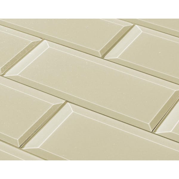 Abolos Frosted Elegance Glossy Glittery, Beveled Subway Tile