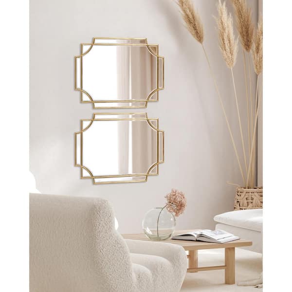 Minuette 24 in. x 18 in. Classic Rectangle Framed Gold Wall Accent Mirror