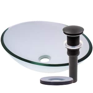 Ovale Clear Glass Oval Vessel Sink with Drain in Oil Rubbed Bronze