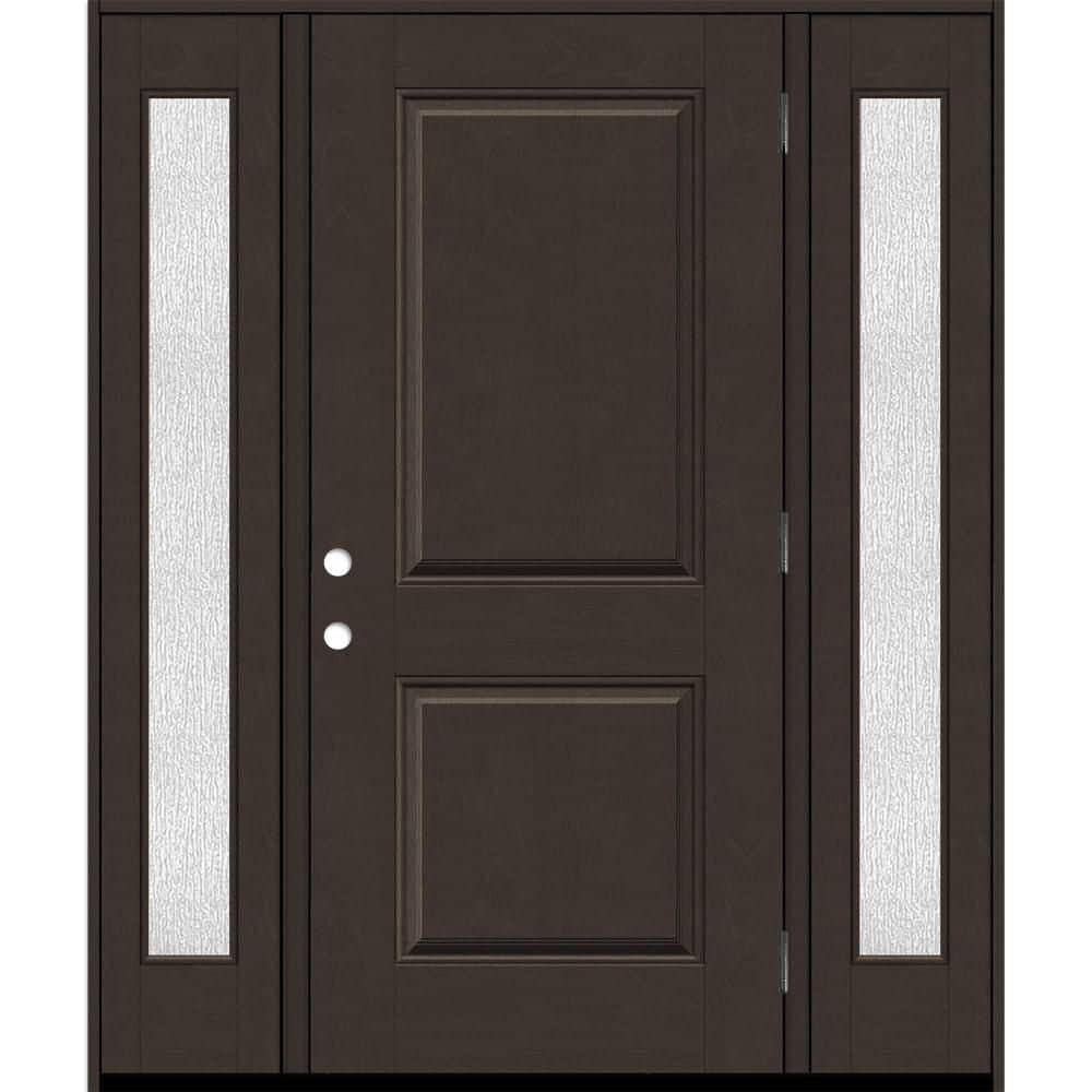 Regency 68 in. x 80 in. 2P Squaretop LHOS Hickory Stain Mahogany Fiberglass Prehung Front Door with Rain14in. SLs 4-9/16 price history on PriceWatchPro