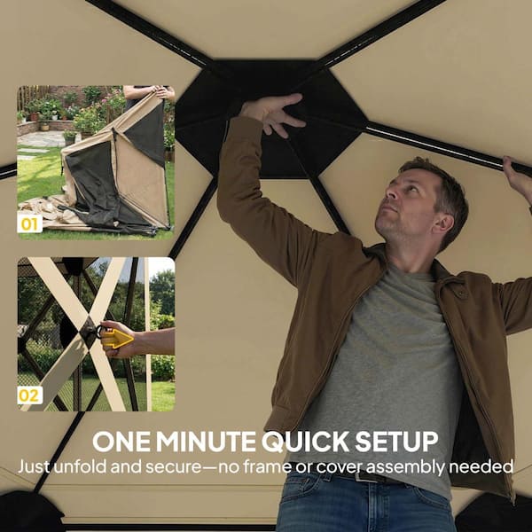 11 ft. W x 10 ft. D Pop Up Gazebo Screen Tent, Portable Instant