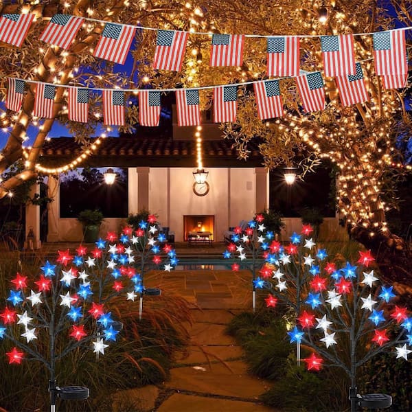 Glitzhome 6 Ft. Lighted Patriotic/Americana Inflatable Stars Decor