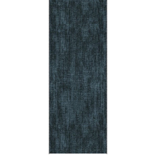 Ascend Non-Slip Rubberback Solid 3 ft. x53 ft. Indoor Custom Cut Extra Long Runner Rug 2 ft. 7 in. x 53 ft., Navy