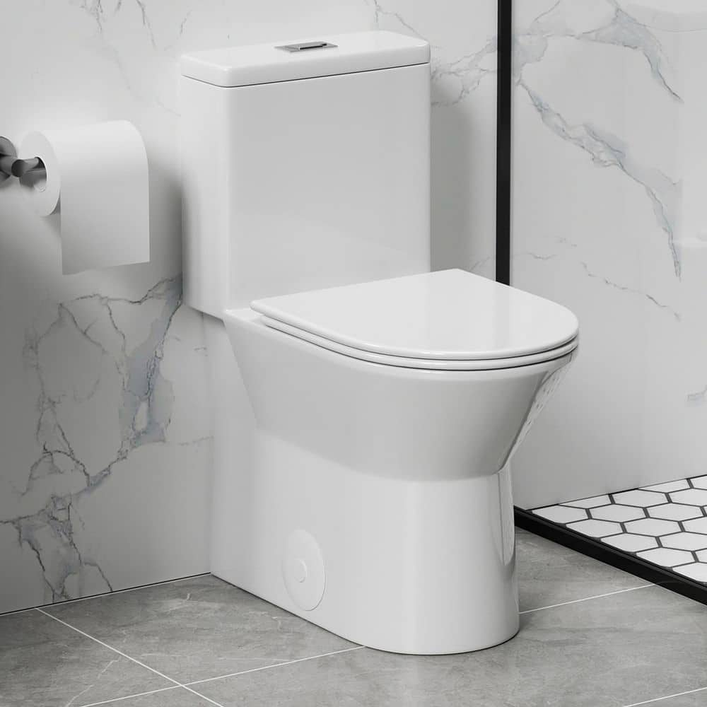 1-Piece 1.1/1.6 GPF Dual Flush Rimless Bowl Toilet in Gloss White with Soft Close Seat price history on PriceWatchPro