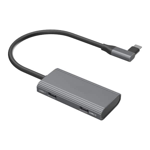 4-in-1 USB-C Hub with Cold Shoe Mount, PD 100-Watts, USB-C 3.1 and Dual USB-C 2.0 for 4K 60fps Mobile Filming, Gray
