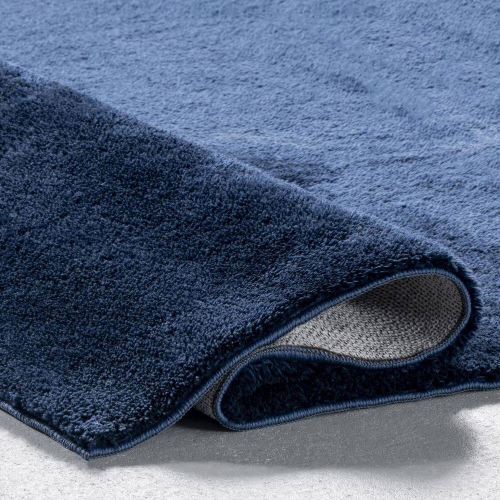 Loni Navy 2' x 10' Machine Washable Shag Runner Rug