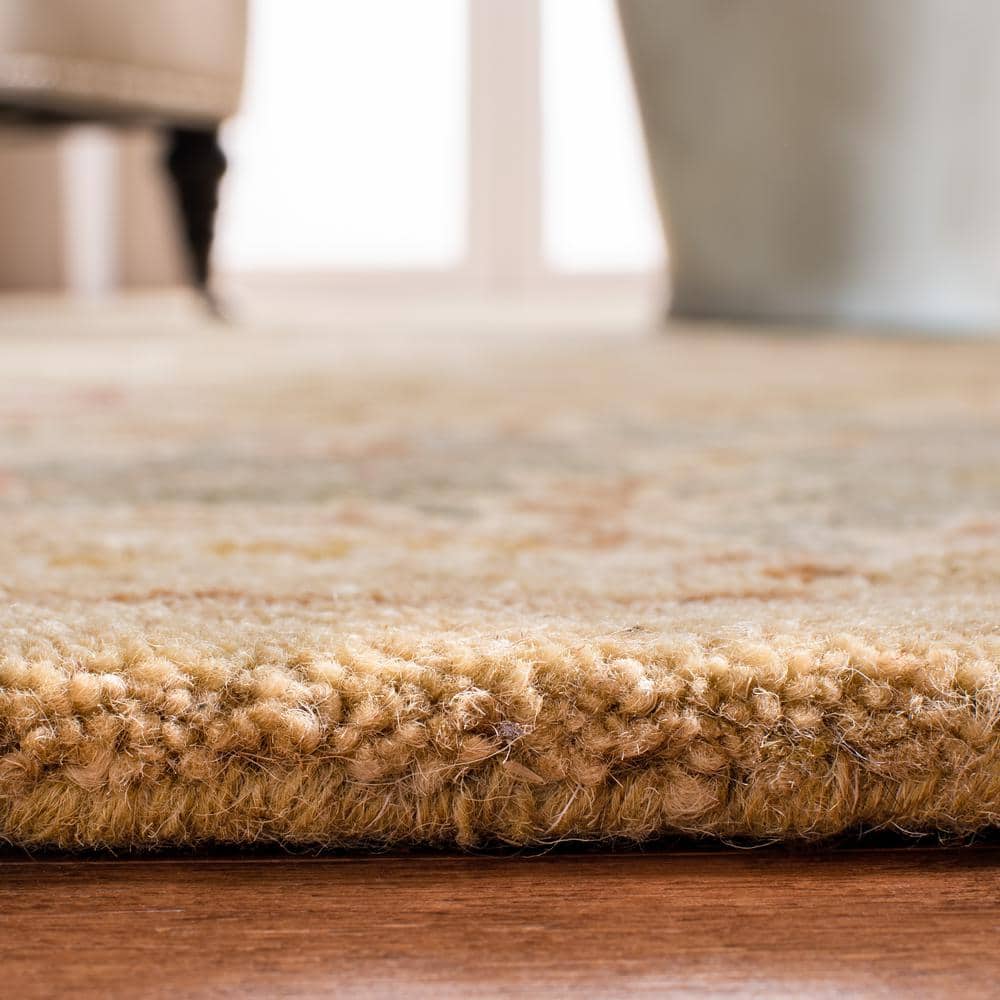 Ivory and Light Blue Round Hand-Tufted Wool Rug