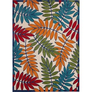 Aloha Multicolor 7 ft. x 10 ft. Floral Contemporary Indoor/Outdoor Patio Area Rug