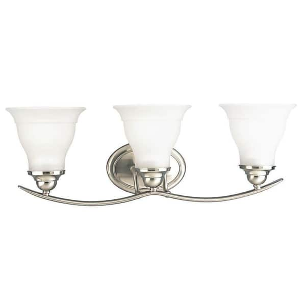 Progress Lighting Trinity Collection 3-Light Brushed Nickel Etched Glass Traditional Bath Vanity Light