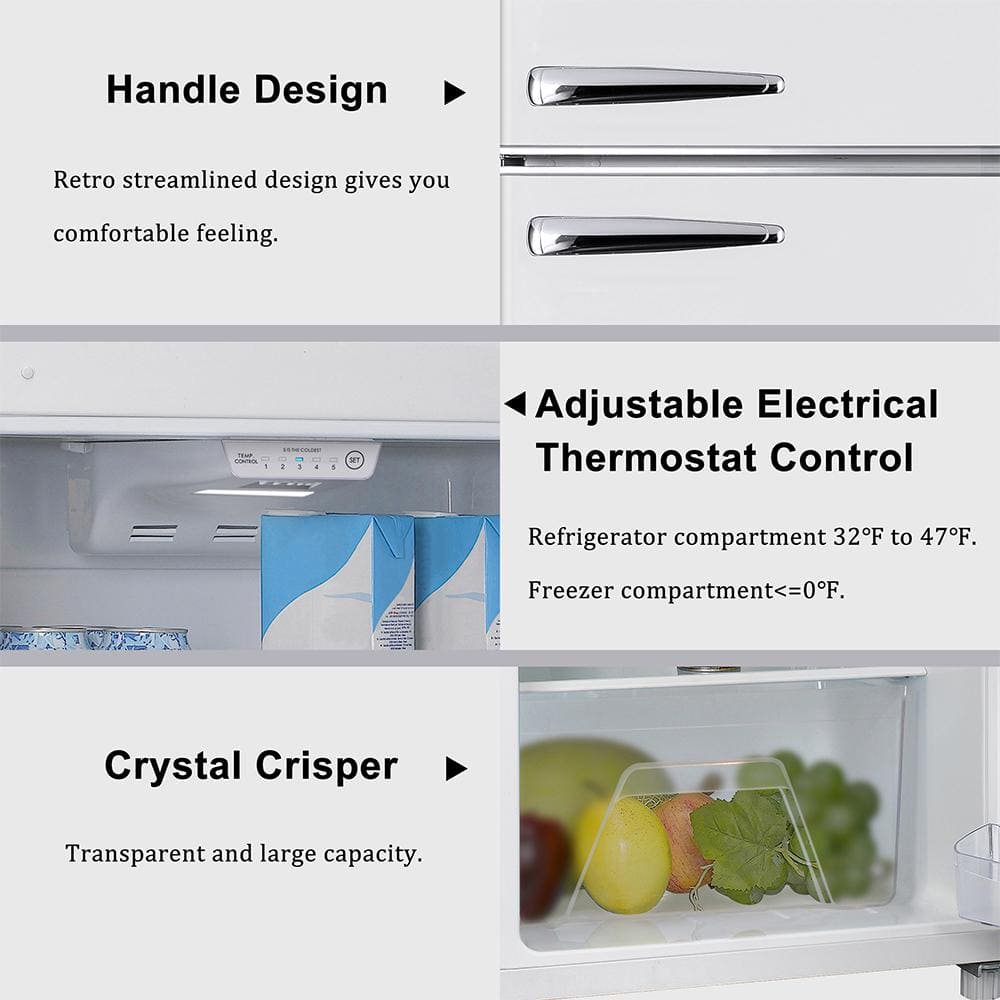 Compact White Retro Smart Refrigerator for RV with Energy Star