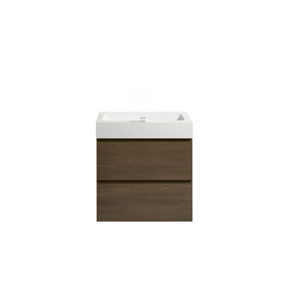 24 in. W x 18 in. D x 25 in. H Wall Mounted Floating Bathroom Vanity in Dar