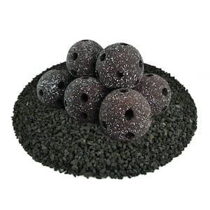 5 in. Midnight Black Speckled Hollow Ceramic Fire Balls for Indoor and Outdoor Fire Pits or Fireplaces (Set of 8)