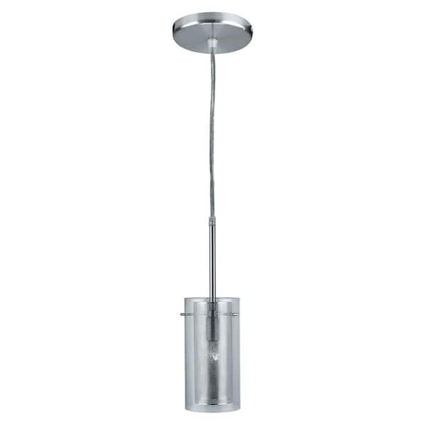 Illumine 1-Light Polished Steel Pendant with Clear Glass