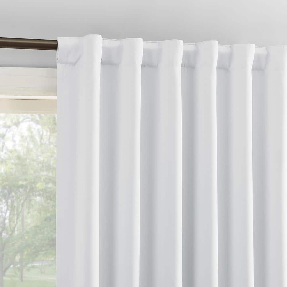White 84" Polyester Blackout Back Tab Curtain Panel Pair