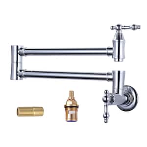 Wall Mounted Pot Filler with Double Handle in Chrome