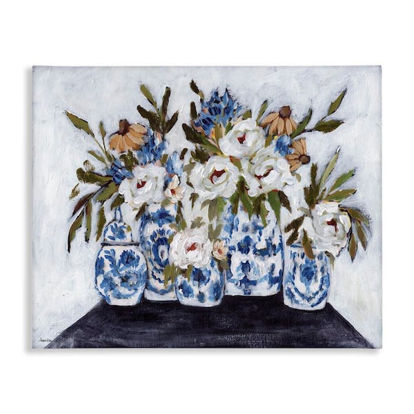 Stupell Industries Ornate Flower Pots Still Life by Amanda Hilburn Unframed Nature Graphic Art Print 30 in. x 40 in.