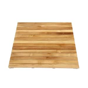 30 in. x 36 in. Bathroom Shower Mat in Natural Teak