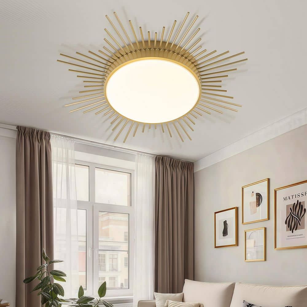 Ceiling light 照明 ゴールド TinHon 24 in. Modern Gold Flush Mount Ceiling Light 5CCT Dimmable