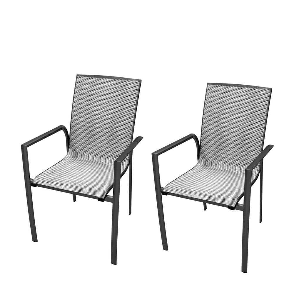 Mondawe Valkyrie Gray Plastic Outdoor Dining Arm Chair with Gray Bean  Cushions (2-Pack) JO-ML1907 - The Home Depot