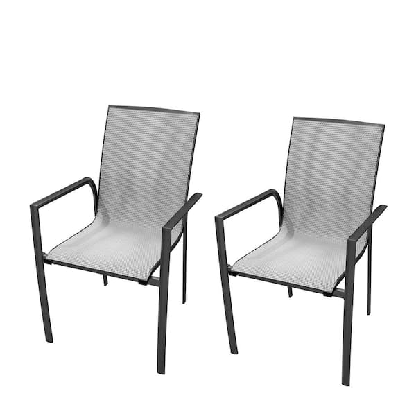 Mondawe Valkyrie Gray Plastic Outdoor Dining Arm Chair with Gray Bean  Cushions (2-Pack) JO-ML1907 - The Home Depot