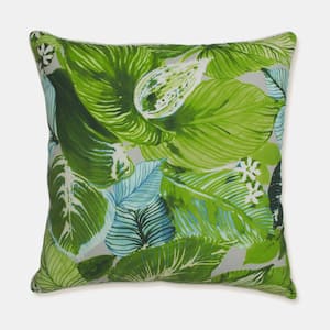 Floral Green Square Outdoor Square Throw Pillow