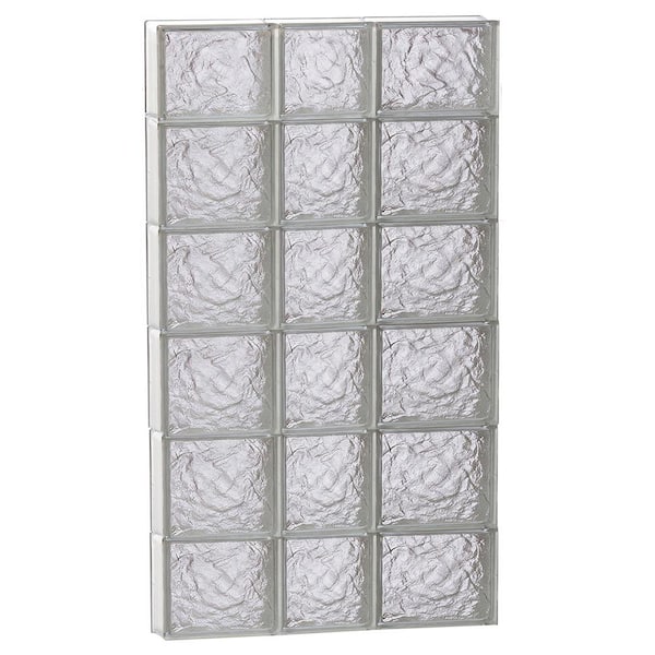 Clearly Secure 21.25 in. x 42.5 in. x 3.125 in. Frameless Ice Pattern Non-Vented Glass Block Window
