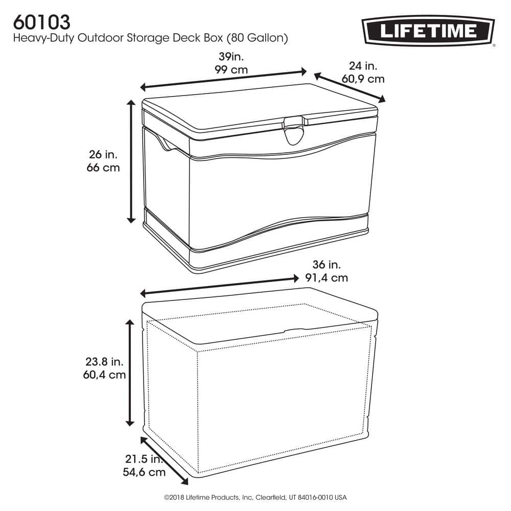Lifetime 80 Gallon Tan and Brown Lockable Plastic Deck Box
