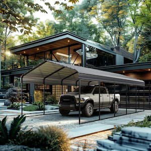 12 ft. W x 25 ft. D Galvanized Steel Carport Car Canopy Shelter