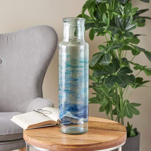 Litton Lane Blue Ombre Recycled Glass Abstract Decorative Vase