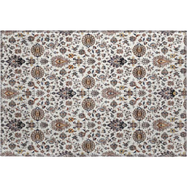Mayfield Premium Machine Washable Abstract AMF2192 Ivory 2 ft. x 3 ft. Accent Rug