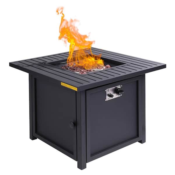 maocao hoom 30 in. W x 25 in. H Outdoor Square Steel Fire Pit in Black
