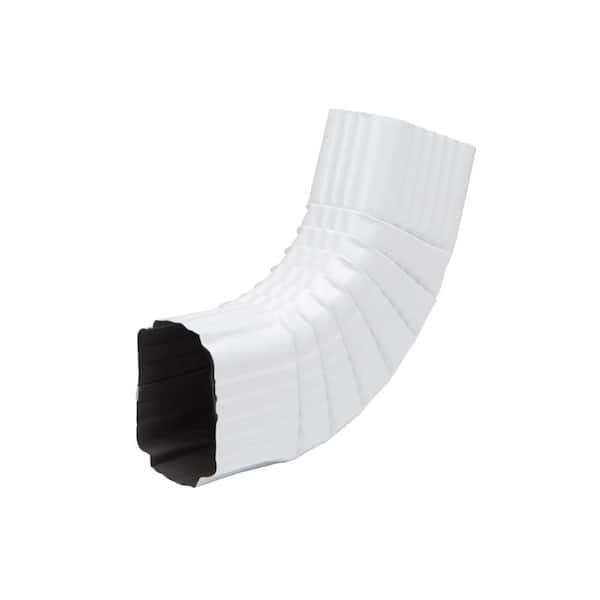 5 in. White Aluminum K-Style Gutter End with 3 in. x 4 in. Drop Outlet