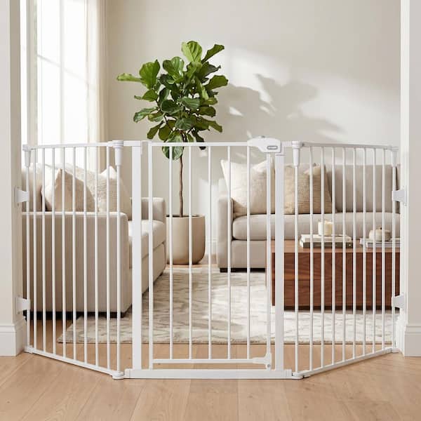 28 in. - 76 in. Flexi Extra Wide Baby Gate, Hardware Mounted, White
